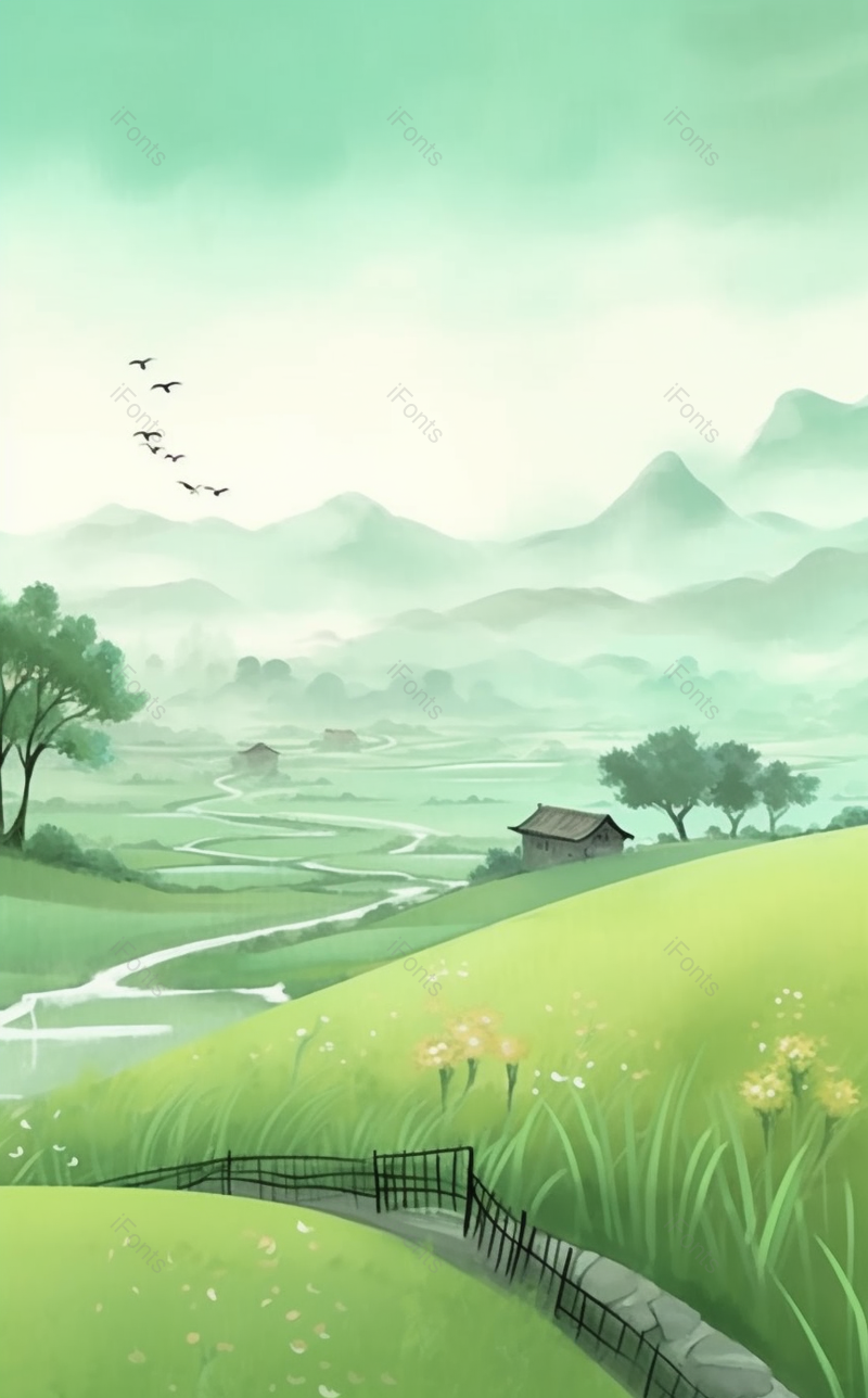 水墨二十四节气田园山水图,插画/手绘图,插画/手绘图库,插画/手绘图下载,插画/手绘